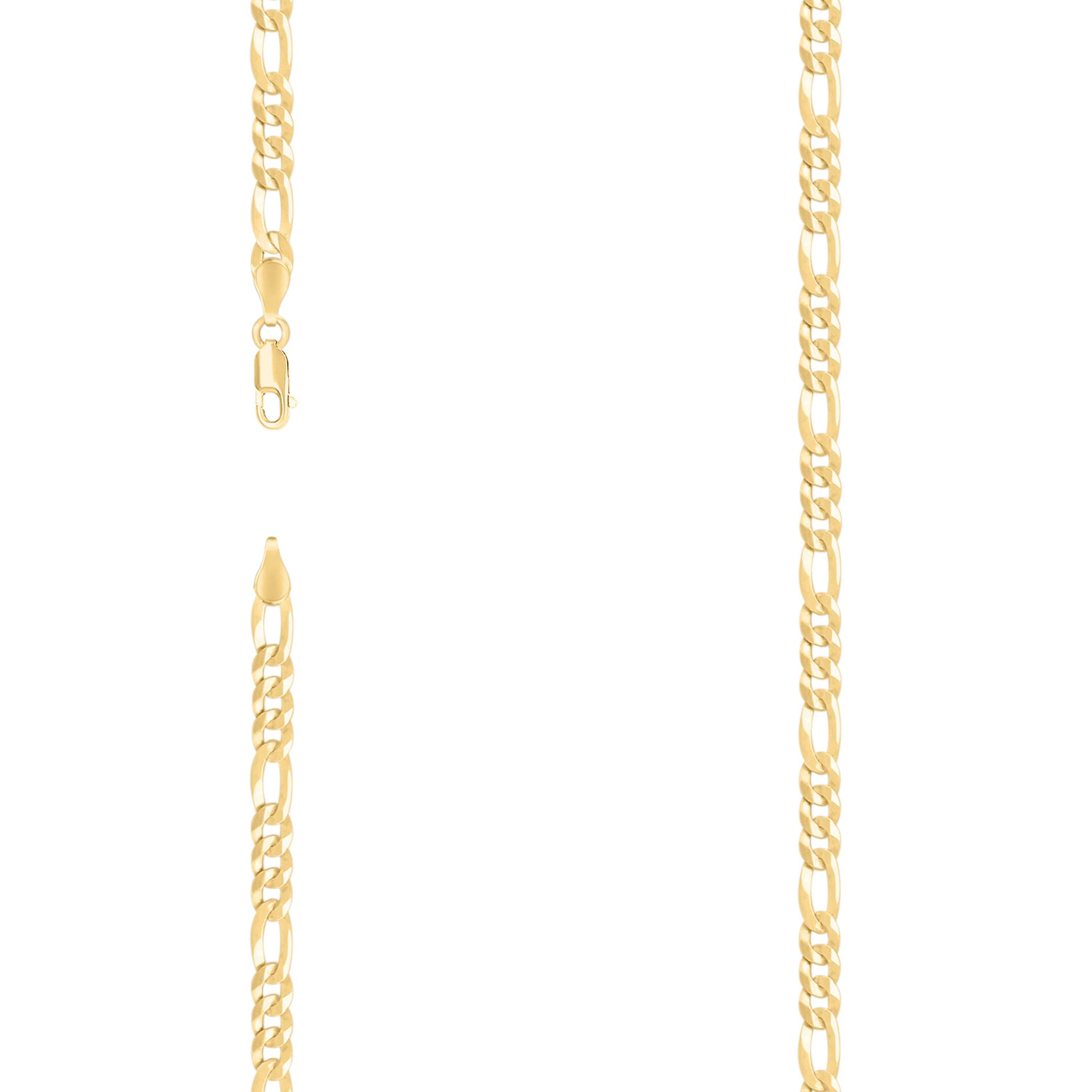 925 Sterling Silver Super Flat Figaro Chain Yellow Plated 120 4.9mm-7