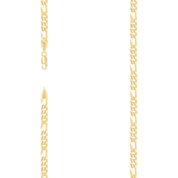 925 Sterling Silver Super Flat Figaro Chain Yellow Plated 120 4.9mm-7"