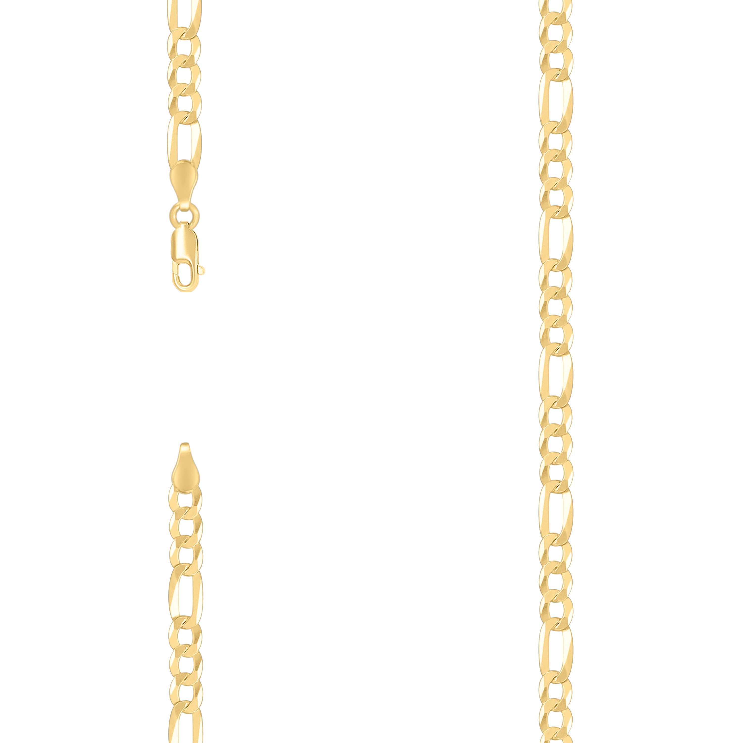 925 Sterling Silver Super Flat Figaro Chain Yellow Plated 150 5.6mm-16