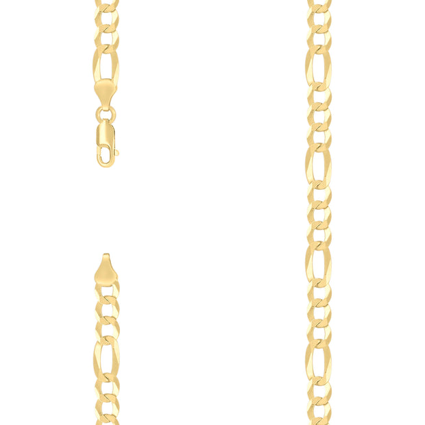 925 Sterling Silver Super Flat Figaro Chain Yellow Plated 160 6.6mm-7"