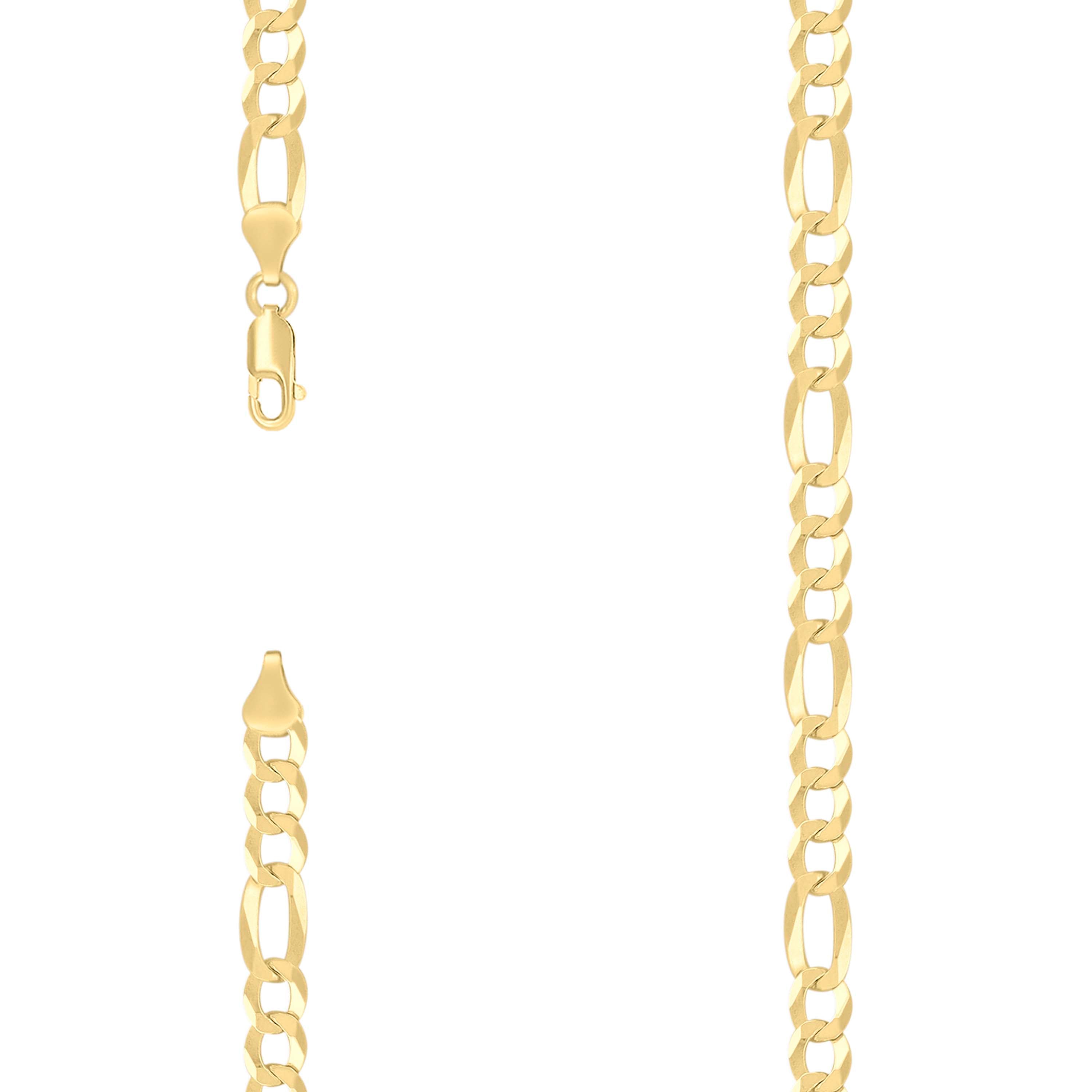 925 Sterling Silver Super Flat Figaro Chain Yellow Plated 160 6.6mm-8