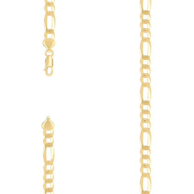925 Sterling Silver Super Flat Figaro Chain Yellow Plated 180 7.8mm-7"