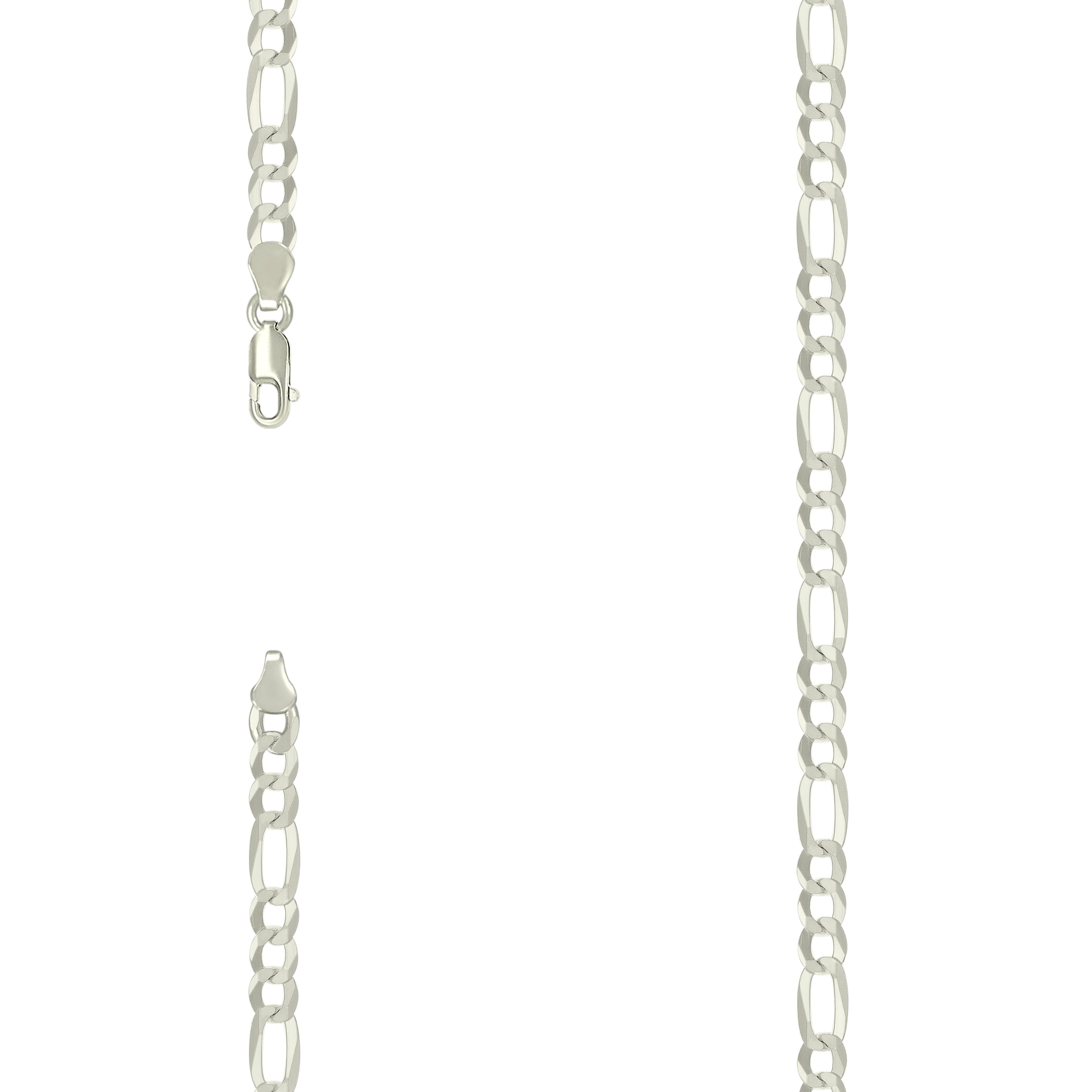 925 Sterling Silver Super Flat Figaro Chain Silver Plated 150 5.6mm-20