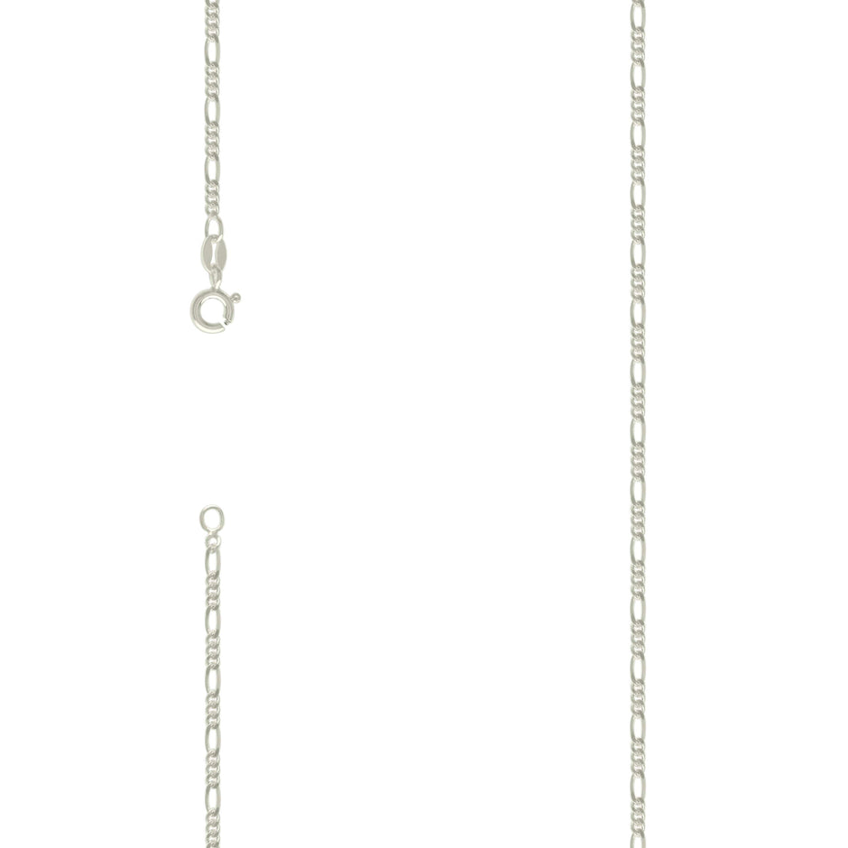 925 Sterling Silver Solid Classic Figaro Silver Plated 060 2.0mm-16" - SLV-122556