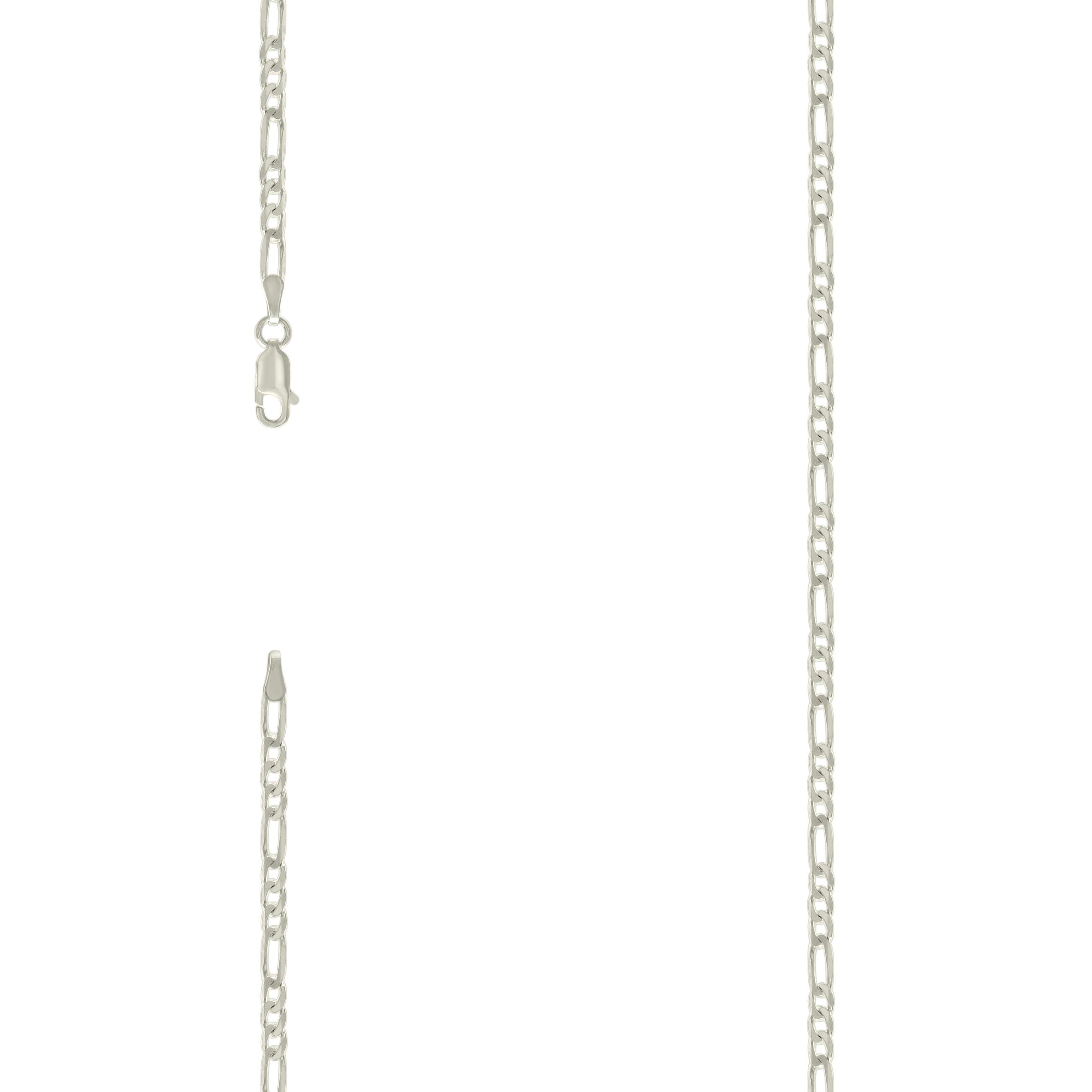 925 Sterling Silver Solid Classic Figaro Silver Plated 080 3.0mm-8