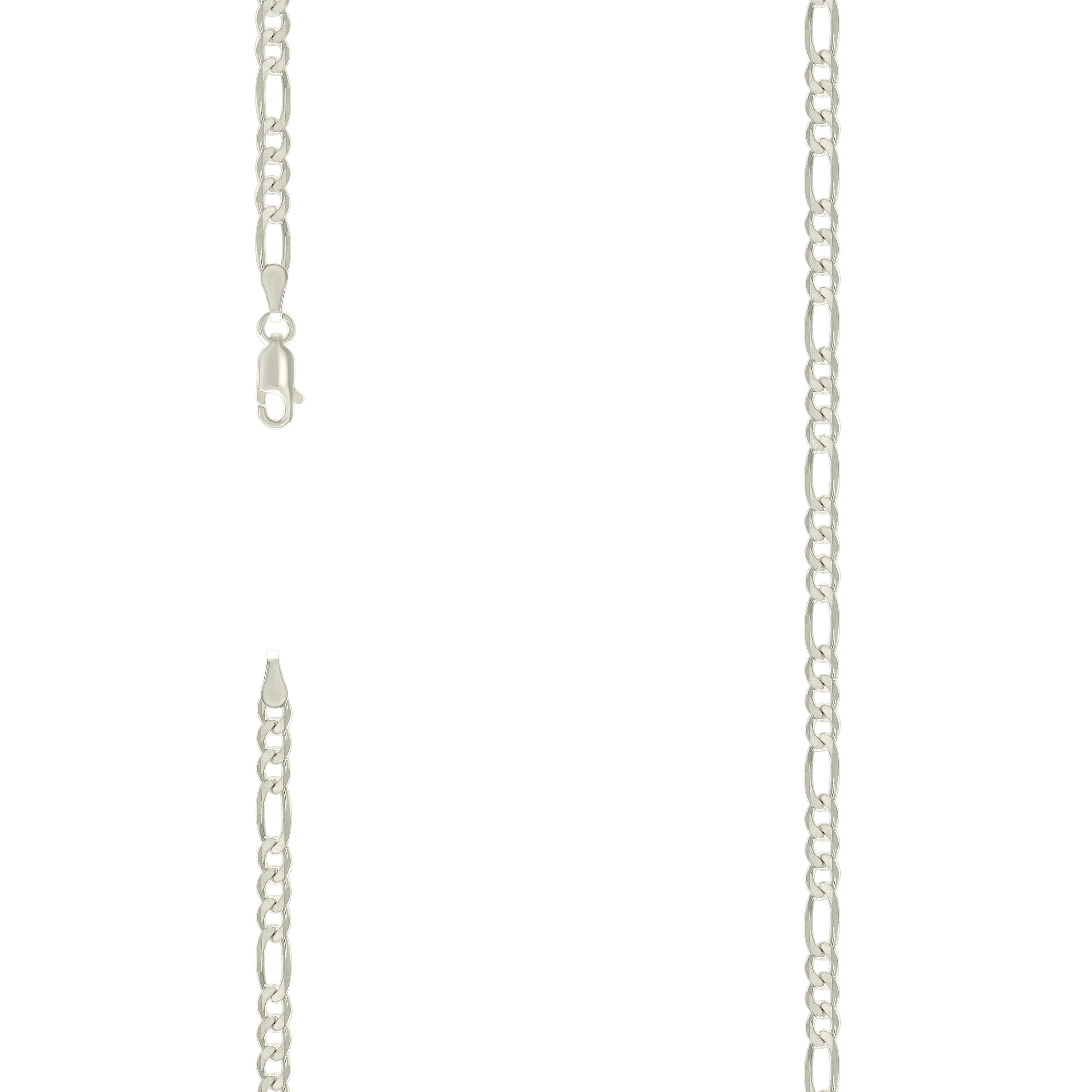 925 Sterling Silver Solid Classic Figaro Silver Plated 100 4.0mm-7