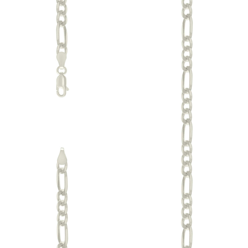 925 Sterling Silver Solid Classic Figaro Silver Plated 150 6.0mm-26" - SLV-122610