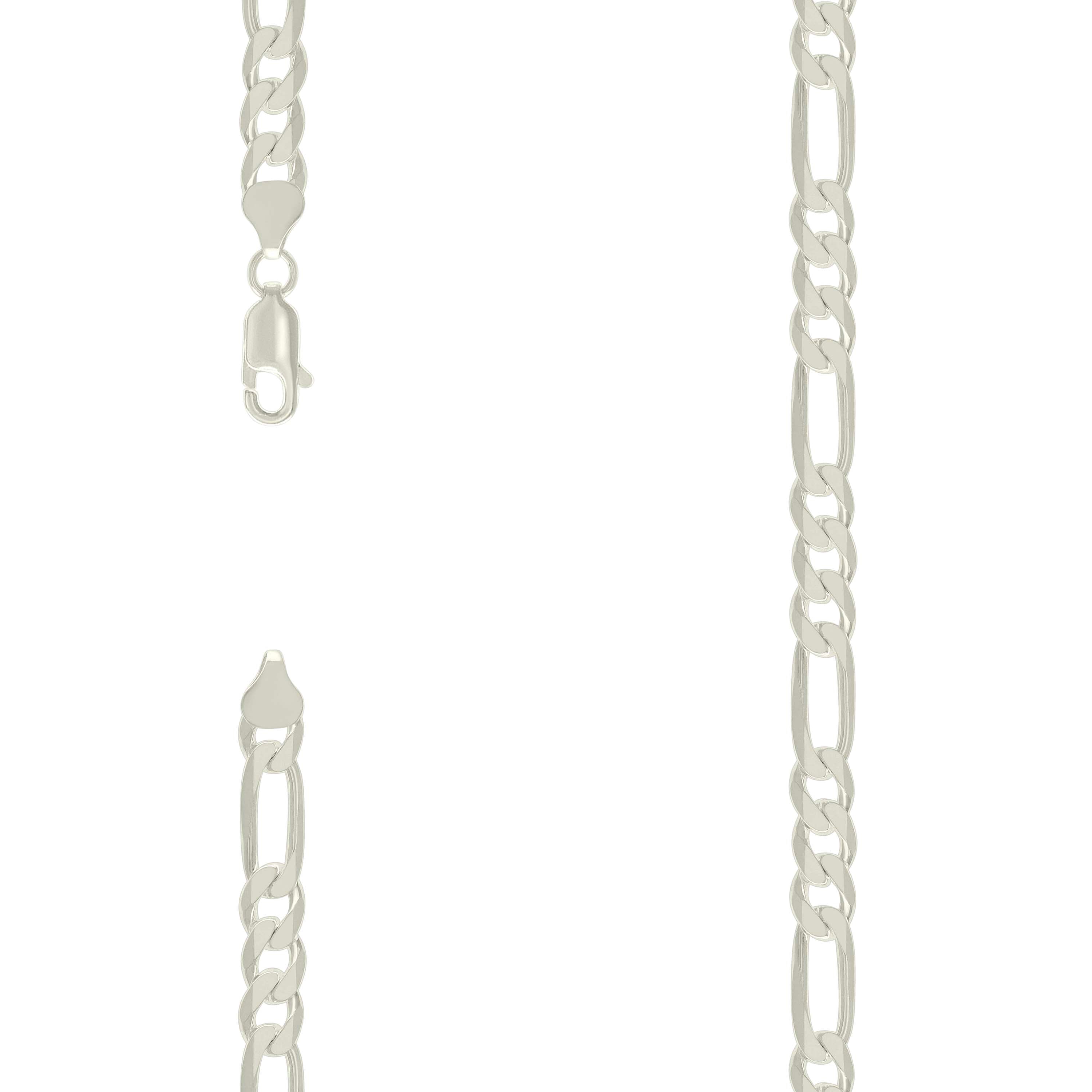 925 Sterling Silver Solid Classic Figaro Silver Plated 200 8.0mm-24