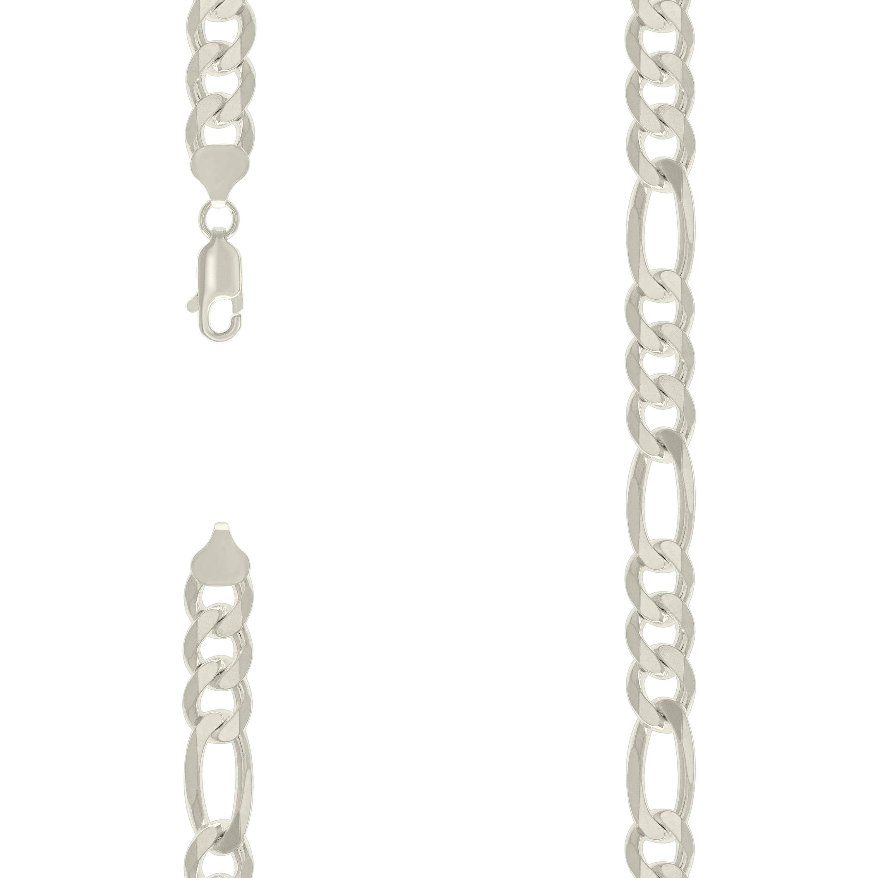 925 Sterling Silver Solid Classic Figaro Silver Plated 250 9.5mm-9