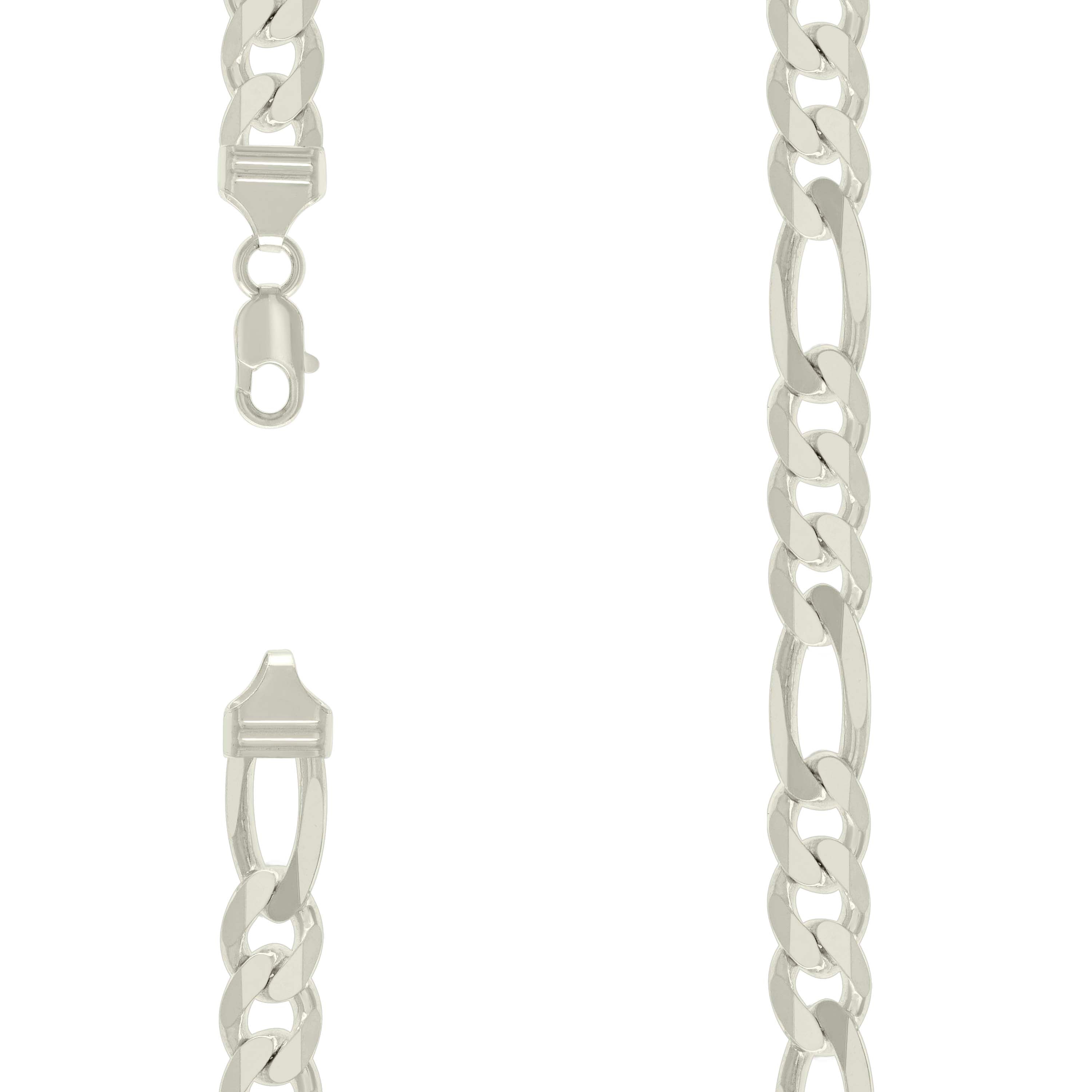 925 Sterling Silver Solid Classic Figaro Silver Plated 300 11.0mm-18