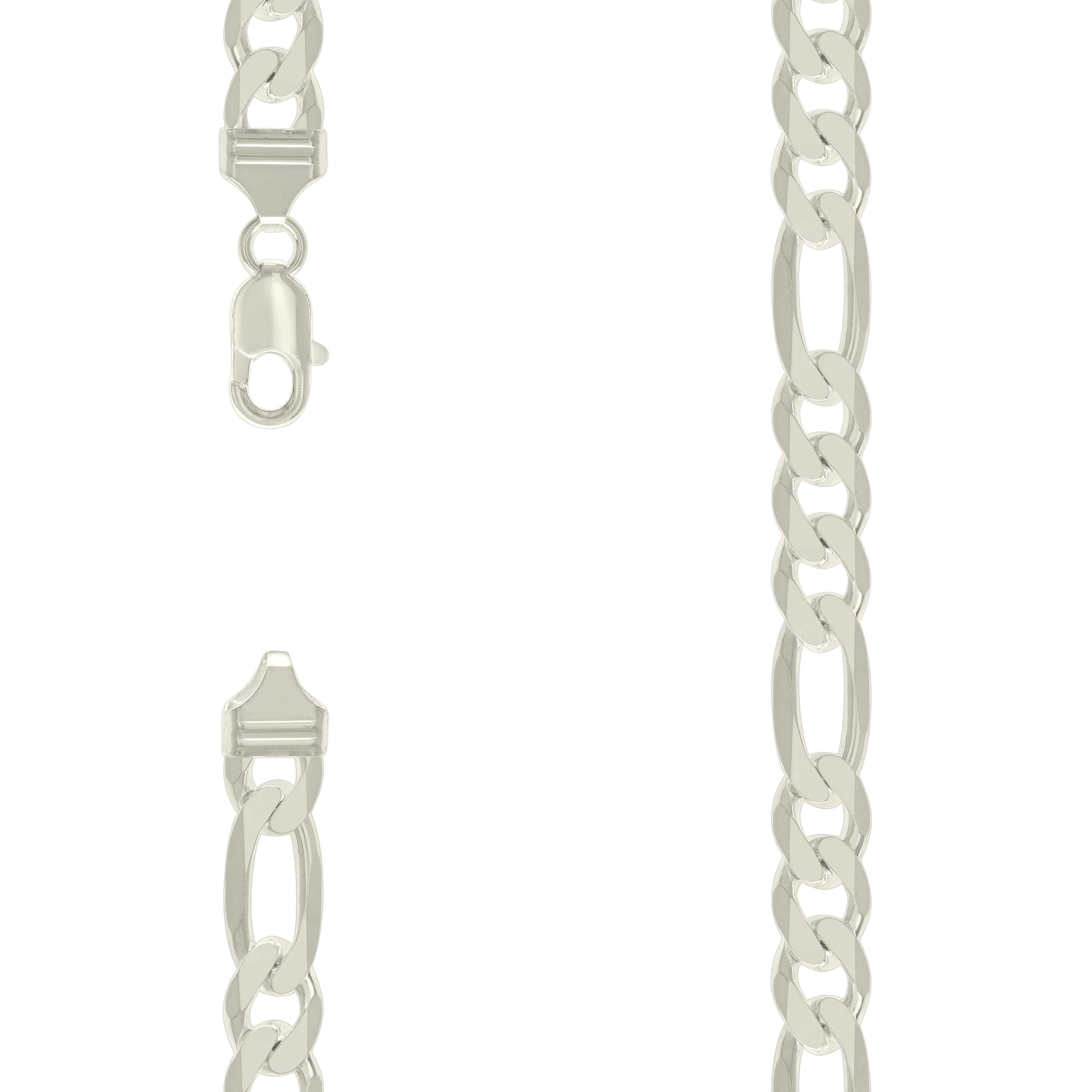 925 Sterling Silver Solid Classic Figaro Silver Plated 350 13.0mm-20