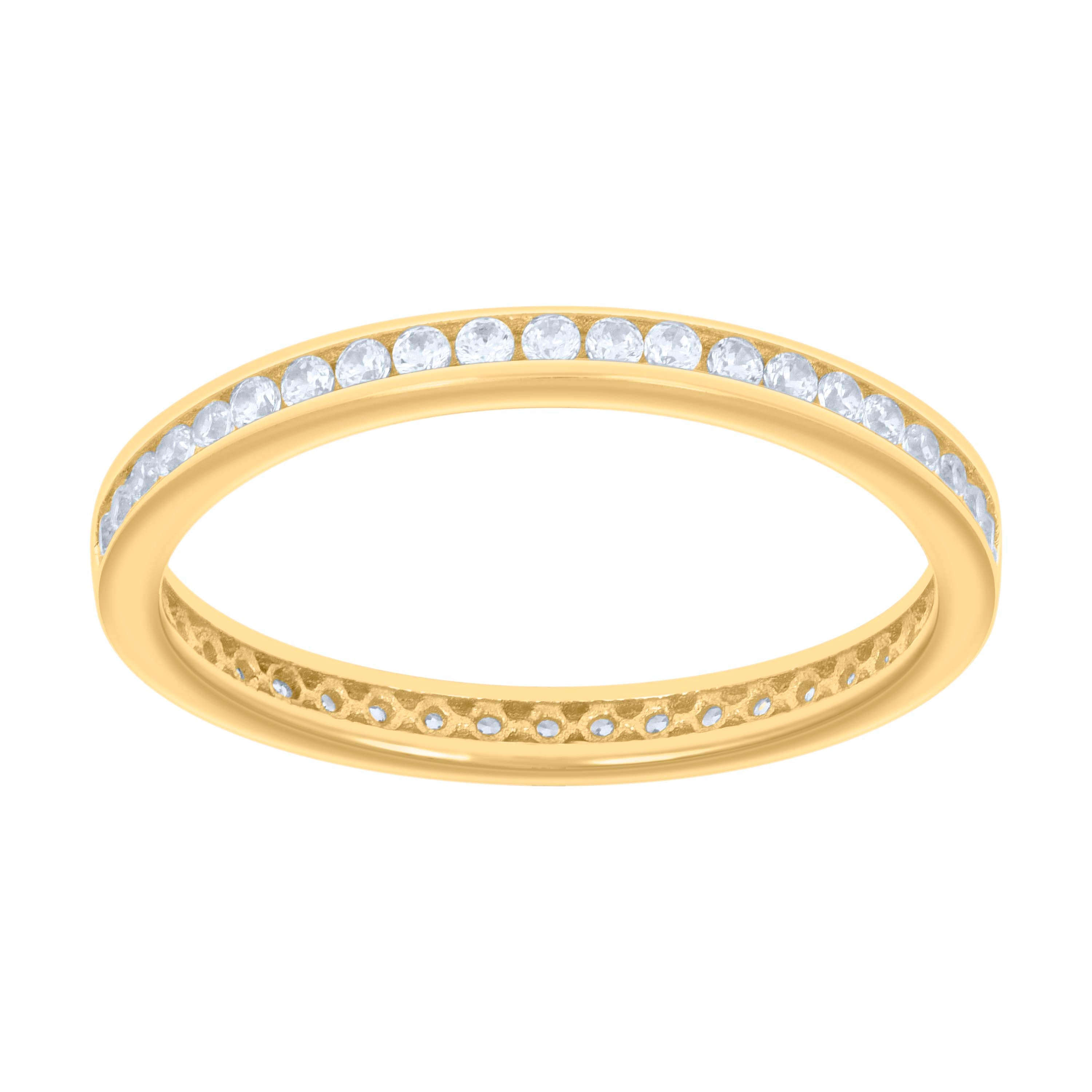14kt Yellow Gold Womens Cubic-Zirconia Eternity Band Ring 