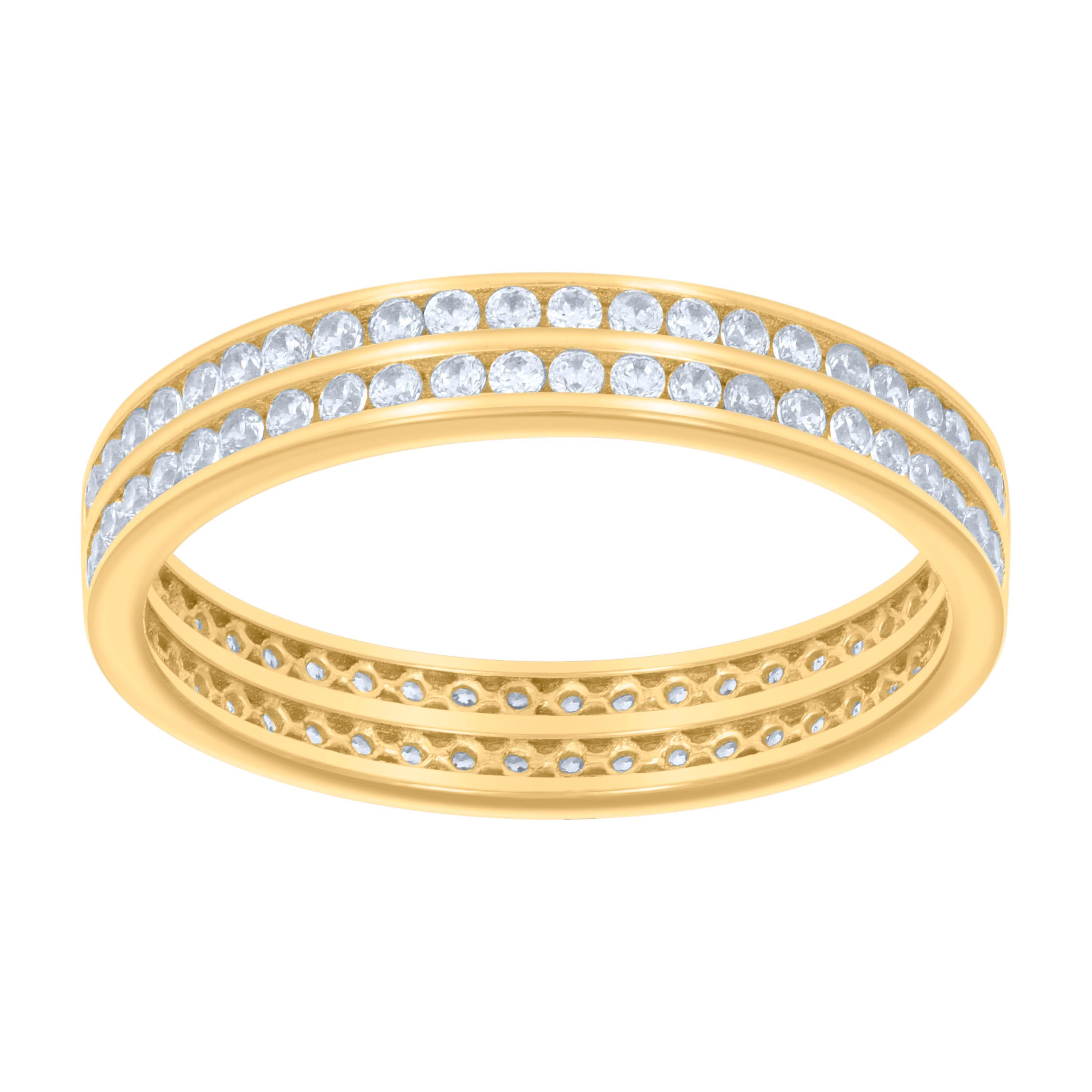 14kt Yellow Gold Womens Cubic-Zirconia Eternity Band Ring 