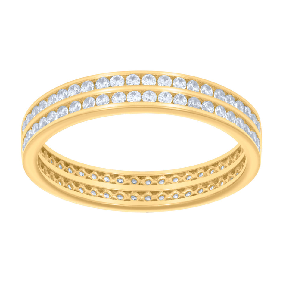 14kt Yellow Gold Womens Cubic-Zirconia Eternity Band Ring 