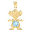 10kt Yellow Gold Womens Blue Cubic-Zirconia Girl Birthstone Baby Charm Pendant