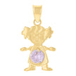10kt Yellow Gold Womens Purple Cubic-Zirconia Girl Birthstone Baby Charm Pendant
