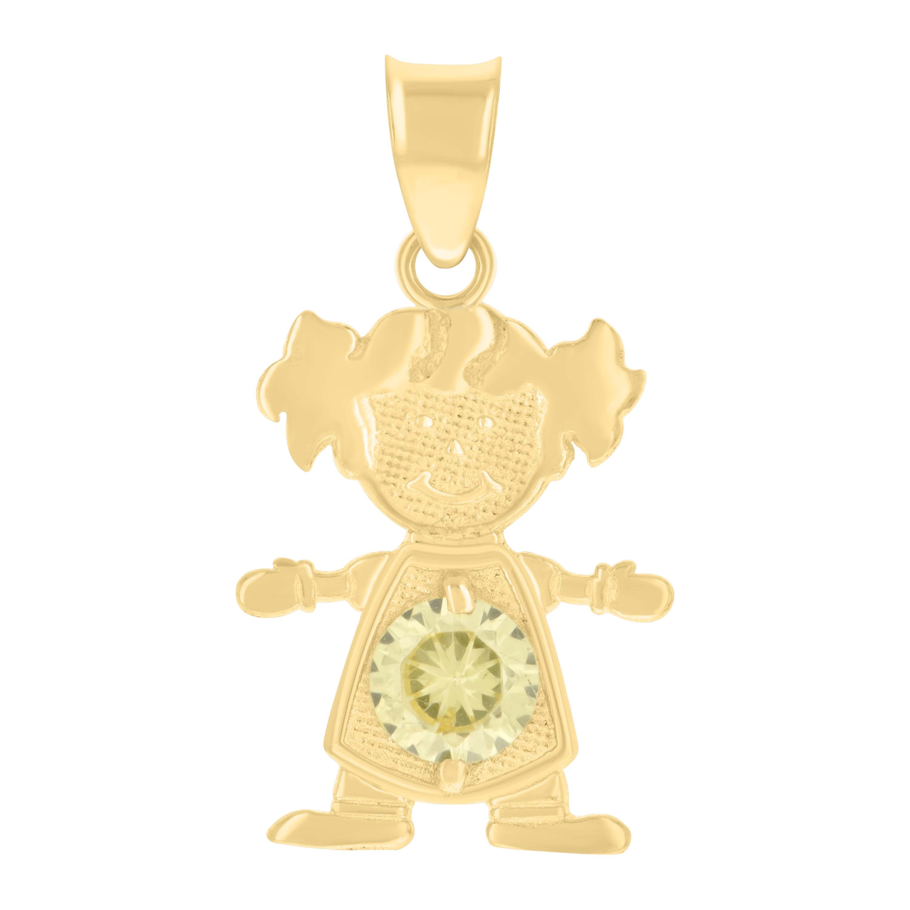 10kt Yellow Gold Womens Green Cubic-Zirconia Girl Birthstone Baby Charm Pendant
