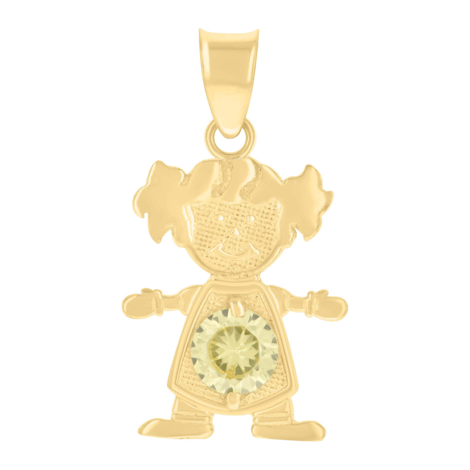 10kt Yellow Gold Womens Green Cubic-Zirconia Girl Birthstone Baby Charm Pendant