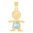 10kt Yellow Gold Mens Blue Cubic-Zirconia Boy Birthstone Baby Charm Pendant