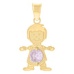 10kt Yellow Gold Mens Purple Cubic-Zirconia Boy Birthstone Baby Charm Pendant
