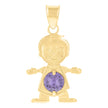 10kt Yellow Gold Mens Purple Cubic-Zirconia Boy Birthstone Baby Charm Pendant
