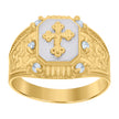 10kt Two-tone Gold Mens Cubic-Zirconia Crucifix Cross Religious Ring