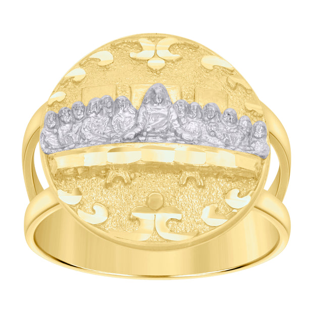 10kt Two-Tone Gold Mens Last Supper Religious Ring