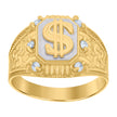 10kt Two-tone Gold Mens Cubic-Zirconia Dollar Symbol Currency Ring