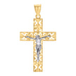 10kt Two-tone Gold Mens Crucifix Cross Religious Pendant