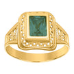 10kt Yellow Gold Womens Green Emerald-cut Cubic-Zirconia May Birthstone Ring