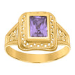 10kt Yellow Gold Womens Light Purple Emerald-cut Cubic-Zirconia June Birthstone Ring