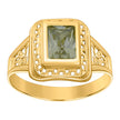 10kt Yellow Gold Womens Green Emerald-cut Cubic-Zirconia August Birthstone Ring