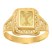 10kt Yellow Gold Womens Yellow Emerald-cut Cubic-Zirconia November Birthstone Ring