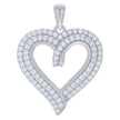 925 Sterling Silver Womens Cubic-Zirconia Heart Charm Pendant