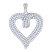 925 Sterling Silver Womens Cubic-Zirconia Heart Charm Pendant