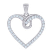 925 Sterling Silver Womens Cubic-Zirconia Heart Charm Pendant