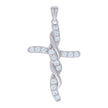 925 Sterling Silver Unisex Cubic-Zirconia Cross Religious Charm Pendant
