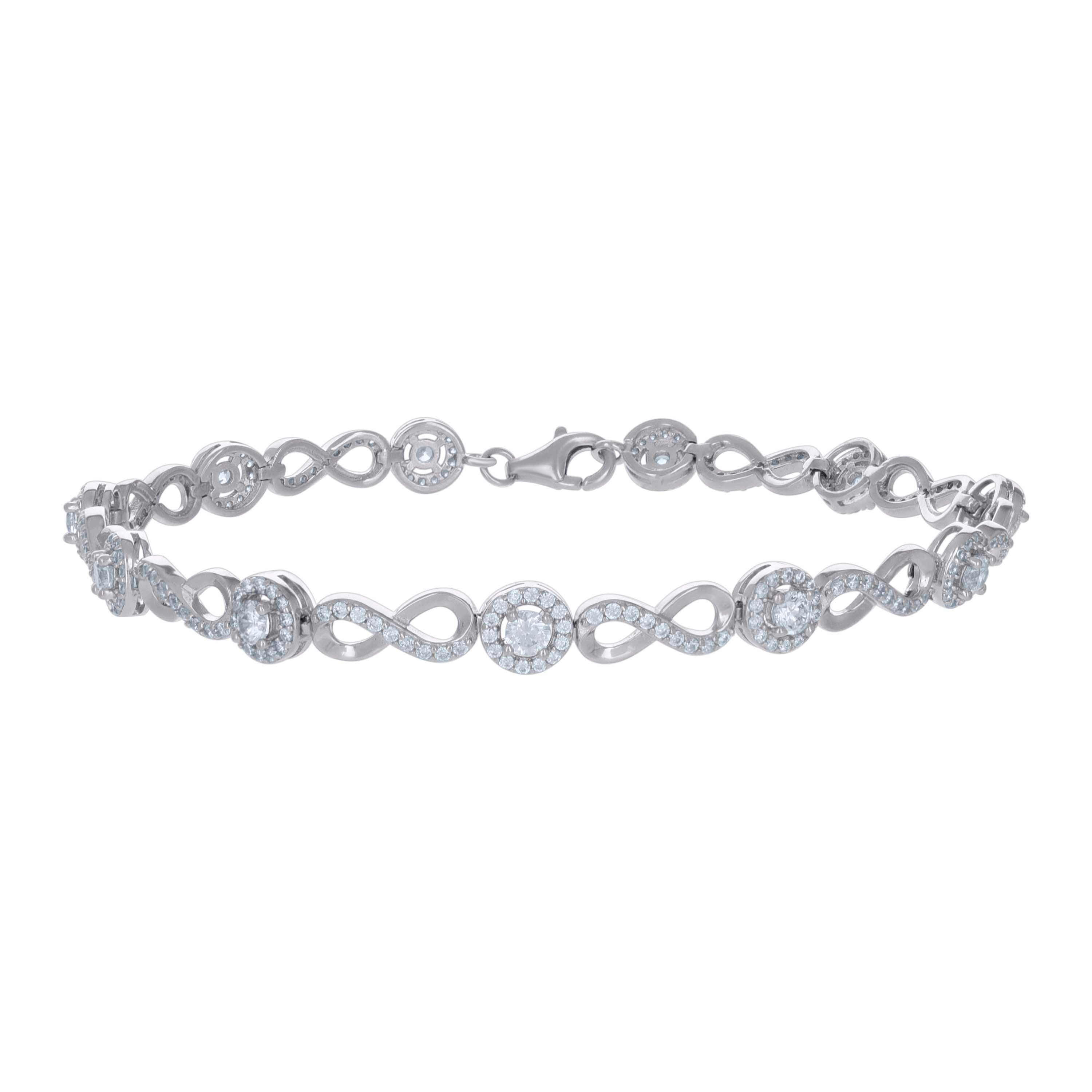 925 Sterling Silver Womens Cubic-Zirconia Infinity Tennis Bracelet