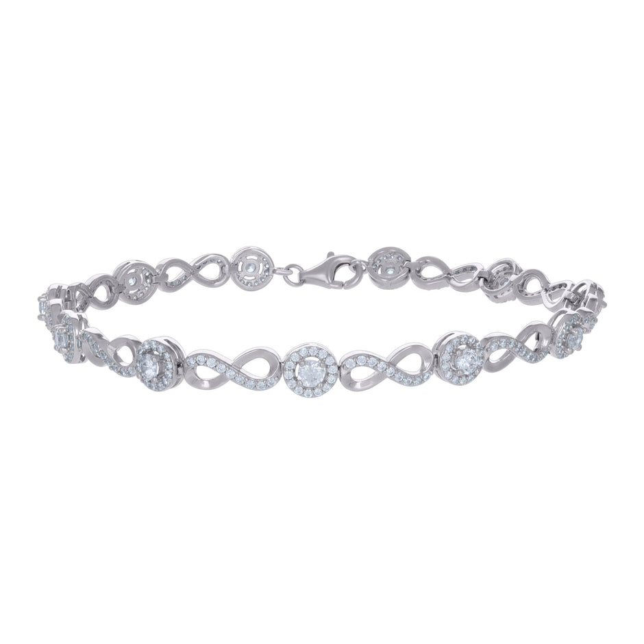 925 Sterling Silver Womens Cubic-Zirconia Infinity Tennis Bracelet