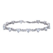 925 Sterling Silver Womens Heart Round Cubic-Zirconia Heart Tennis Bracelet