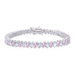 925 Sterling Silver Womens Light Pink White Marquise Cubic-Zirconia Fashion Link Bracelet 7.25