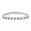 925 Sterling Silver Womens Purple White Marquise Cubic-Zirconia Fashion Link Bracelet 7.25
