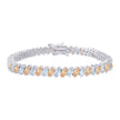925 Sterling Silver Womens Orange White Marquise Cubic-Zirconia Fashion Link Bracelet 7