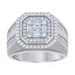 925 Sterling Silver Mens Baguette Round Cubic-Zirconia Octagon Head Fashion Ring Size 11 - SLV-123396