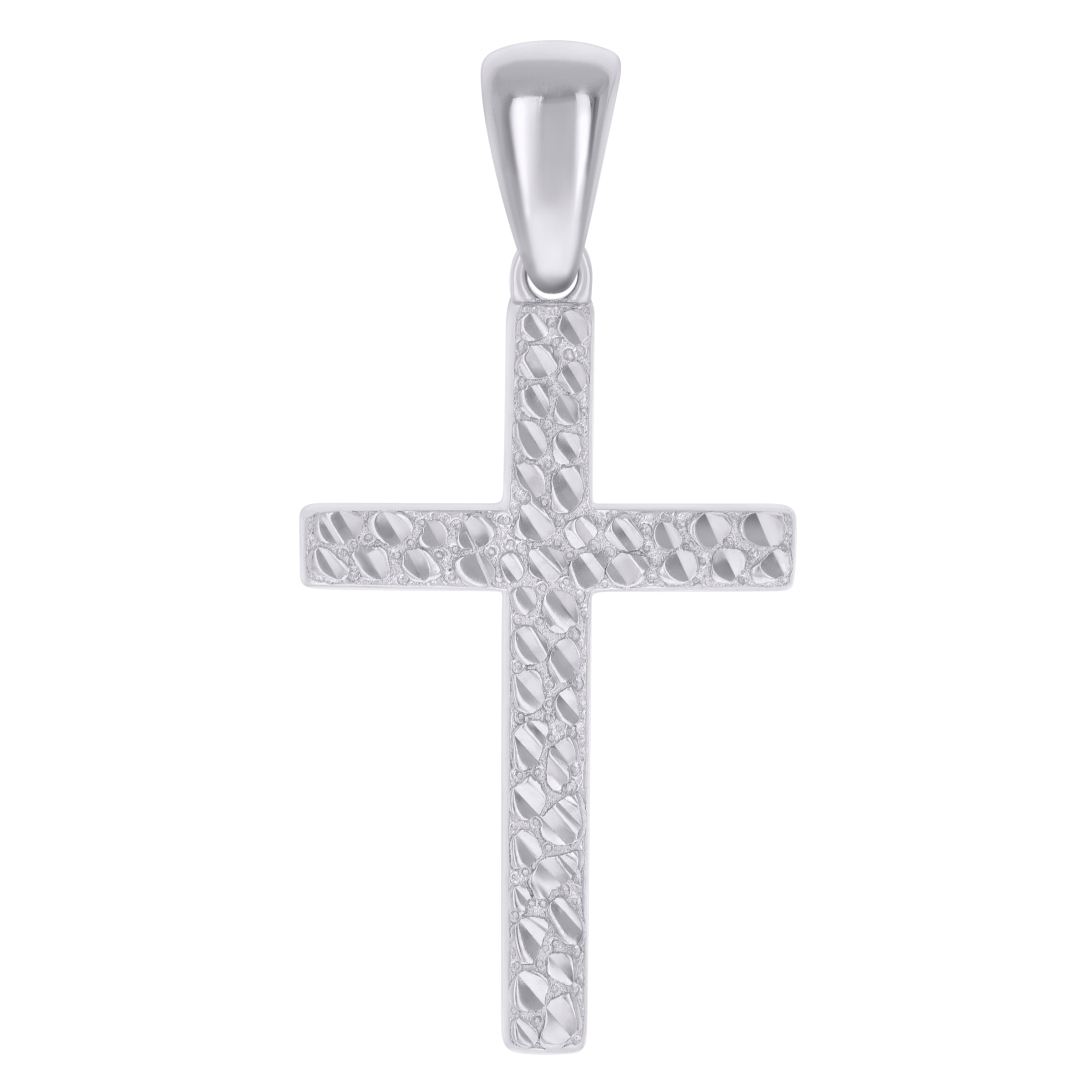 925 Sterling Silver Unisex Nugget Cross Religious Charm Pendant