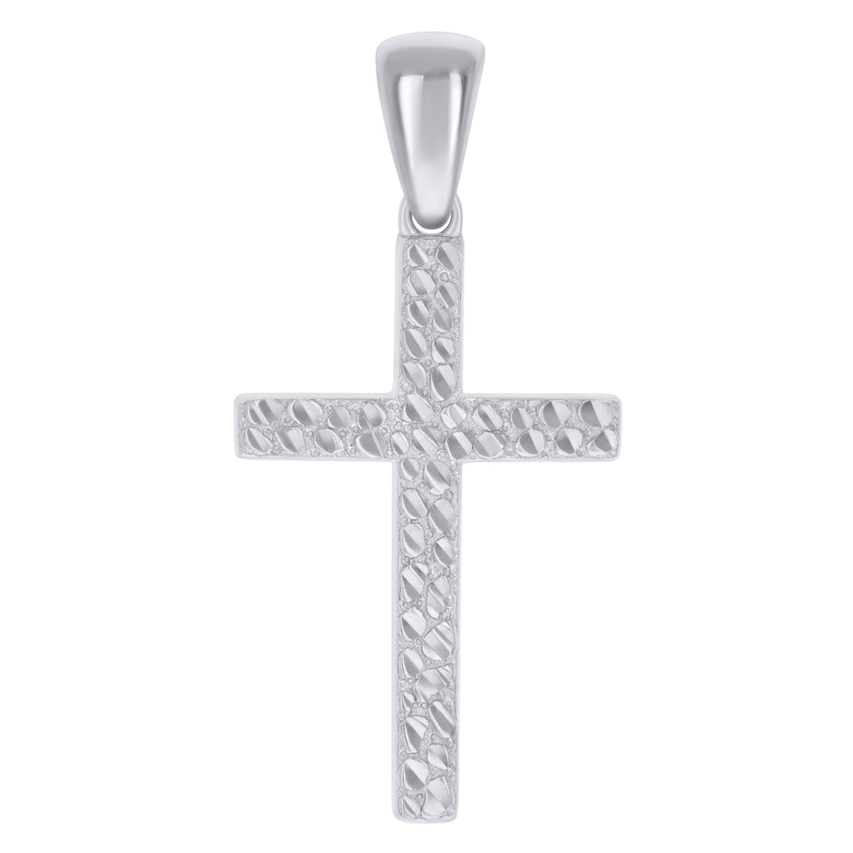 925 Sterling Silver Unisex Nugget Cross Religious Charm Pendant