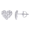 925 Sterling Silver Womens Nugget Heart Stud Earrings