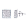 925 Sterling Silver Womens Cubic-Zirconia Nugget Square Stud Earrings