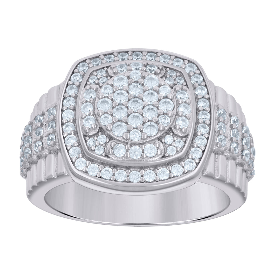 925 Sterling Silver Mens Cubic-Zirconia Fashion Ring Size 7