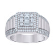 925 Sterling Silver Mens Baguette Round Cubic-Zirconia Fashion Ring Size 7
